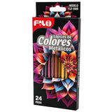 COLORES  FILO TONOS METALICOS  C/24 MOD.FLO-3008 CAJA DE CARTON MINA 4 MM