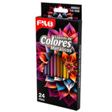 COLORES  FILO TONOS METALICOS  C/24 MOD.FLO-3008 CAJA DE CARTON MINA 4 MM