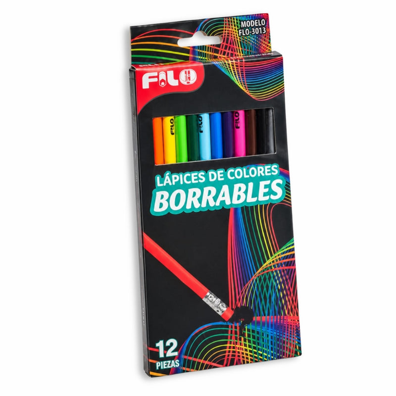 COLORES FILO BORRABLES C/12 MOD.FLO-3013 CAJA DE CARTON MINA 2.9 MM