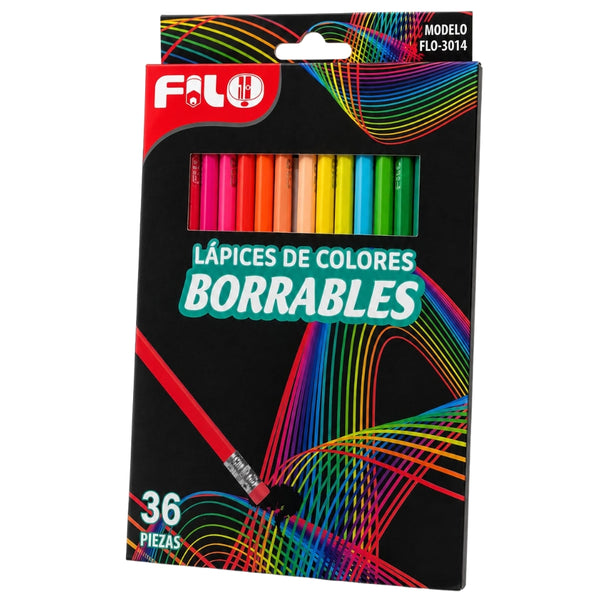 COLORES FILO BORRABLES C/36 MOD.FLO-3014 CAJA DE CARTON MINA 2.9 MM