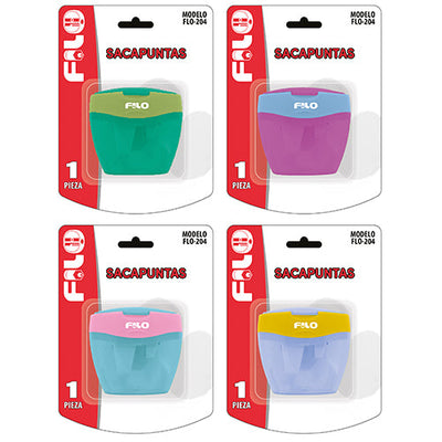 SACAPUNTAS C/DEPOSITO CLRS PASTEL BLISTER MOD.FLO-204