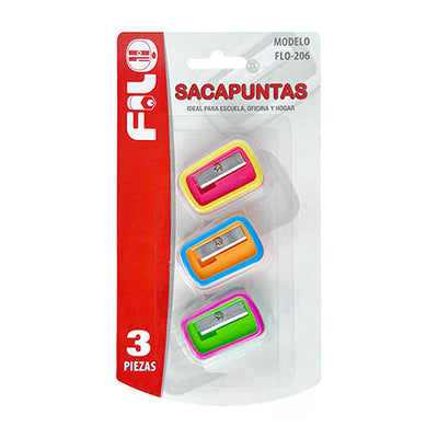 SACAPUNTAS D/PLST C/3 PZAS BLISTER MOD.FLO-206