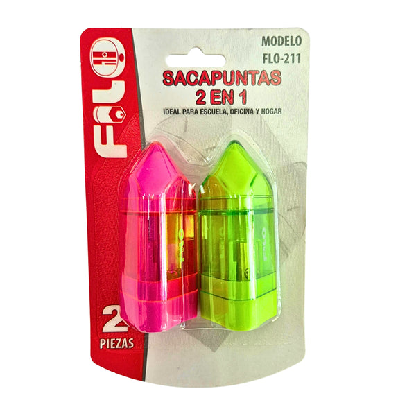 SACAPUNTAS C/DEPOSITO Y GOMA MOD.FLO-211