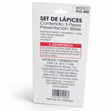 SET 3 LAPICES D/GRAFITO + SACAPUNTAS C/DEPOSITO + GOMA MOD.FLO-400