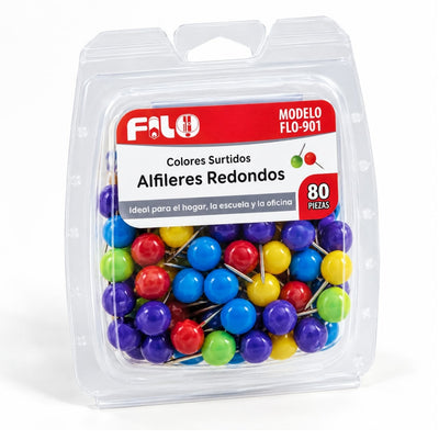 Alfileres Redondos Filo Colores Surtidos Blíster Con 80 Piezas