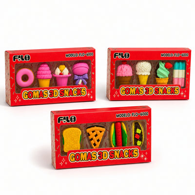 SET GOMAS SNACKS 3D C/4 PZAS MOD.FLO-6000