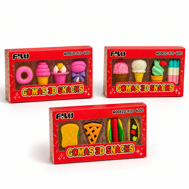 SET GOMAS SNACKS 3D C/4 PZAS MOD.FLO-6000
