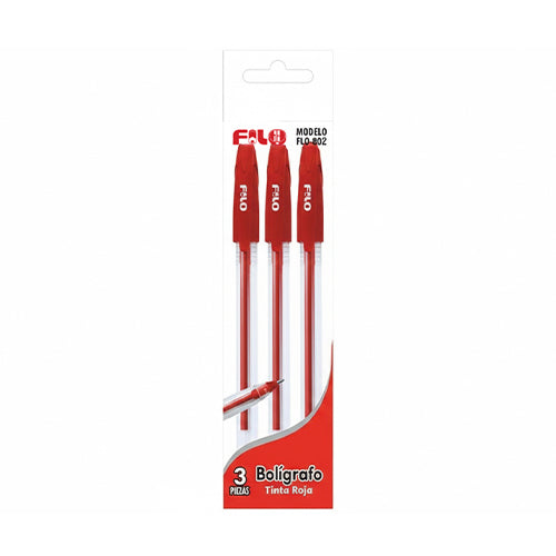 Bolígrafo Filo Punta 1.0 Mm Tinta Roja Bolsa Con 3 Unidades