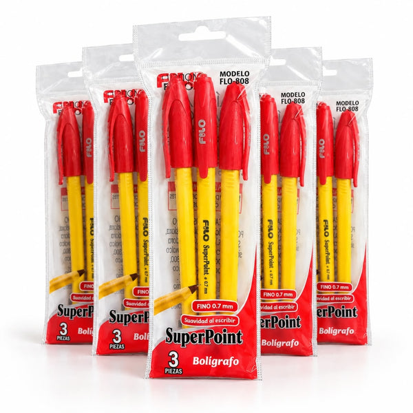 BOLIGRAFO FILO PUNTO FINO ROJA BOLSA C/3 MOD. FLO-808