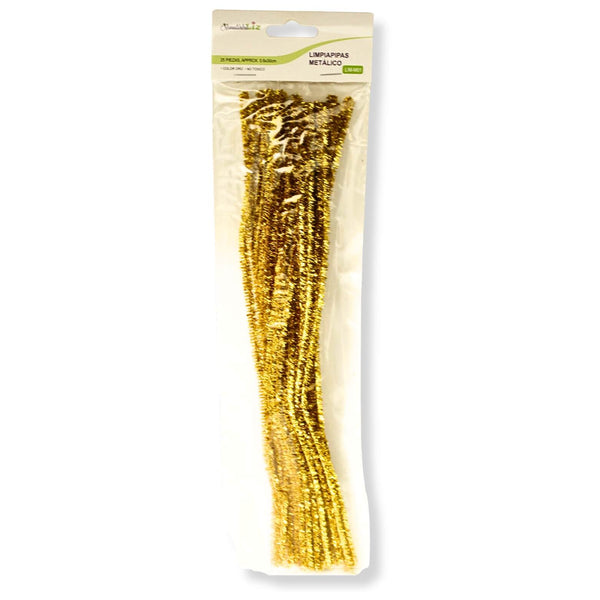 LIMPIAPIPAS METALICO ORO C/25 PZAS MOD.LIM-M01