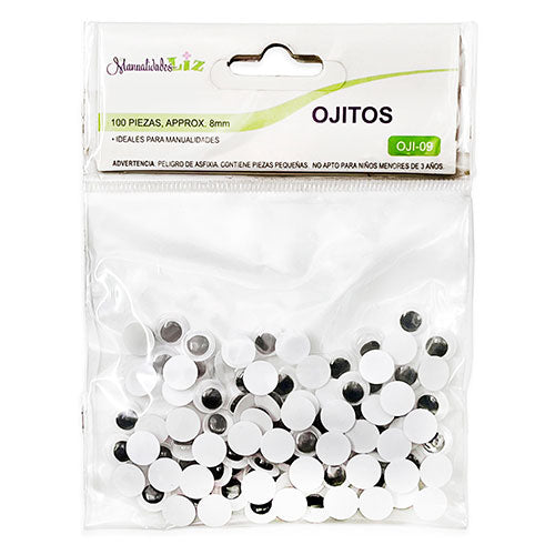 Ojitos Movibles Para Manualidades 8 Mm Bolsa Con 88 Piezas