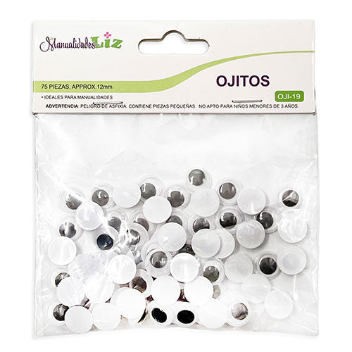 Ojitos Movibles 12 Mm Bolsa Con 75 Piezas Para Manualidades