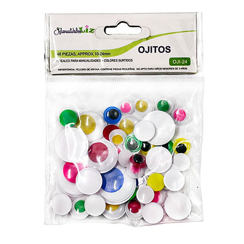 Ojitos Movibles Multicolor Varios Tamaños Paquete Con 48 Piezas