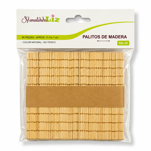 PALITOS D/MADERA P/ARMAR C/50 PZAS MOD.PAL-03