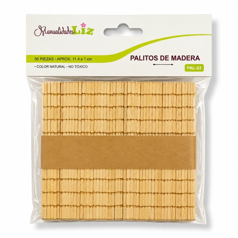 PALITOS D/MADERA P/ARMAR C/50 PZAS MOD.PAL-03