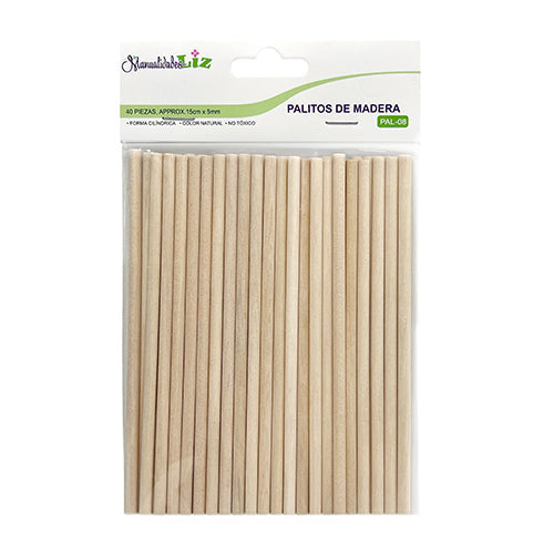 PALITOS D/MADERA 15cm CILINDRICOS C/40 PZAS MOD.PAL-08