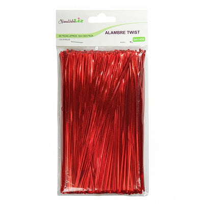 Alambre Twist Metálico Rojo Paquete 500 Piezas