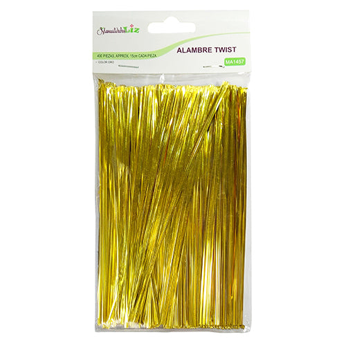 Alambre Twist Metálico Dorado C/500 Piezas Para Manualidades