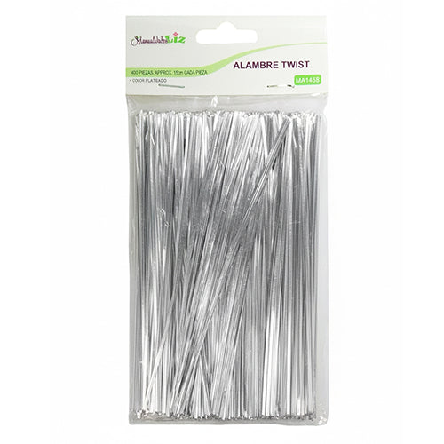 Alambre Twist Metálico Plateado Con 500 Piezas