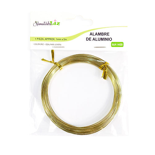Rollo Alambre Metálico Dorado 1 Mm X 5 M