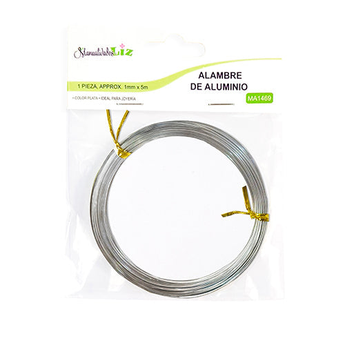 Rollo De Alambre Metálico Plateado 1 Mm X 5 M