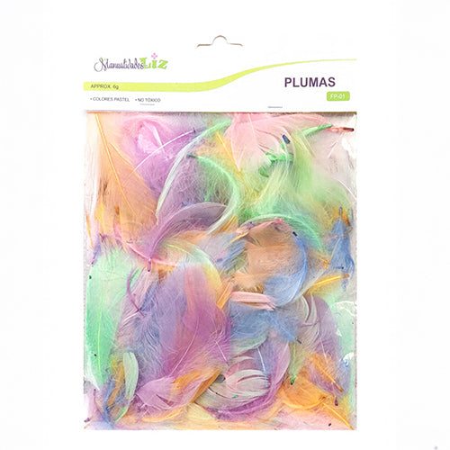 Plumas De Ave Colores Pastel Surtidos C/100 Piezas