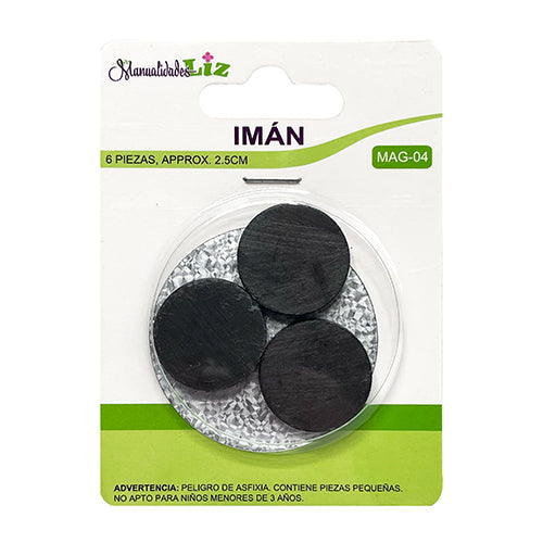 Imán Redondo 2.5 Cm Paquete Con 6 Piezas