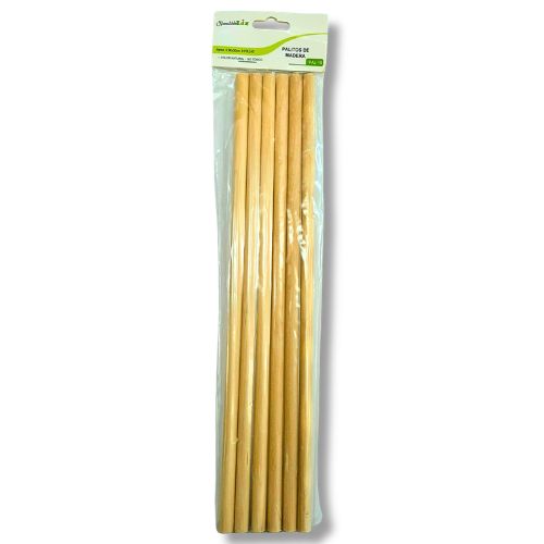 PALITOS D/MADERA NATURAL 30cm C/6 PZAS MOD.PAL-15
