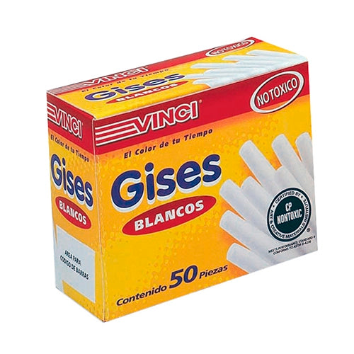 Gis Escolar Moldeado Blanco Para Pizarrón Caja Con 50 Piezas