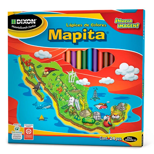 Lápices De Colores Largos Mapita Redondos Escolares Caja Con 24