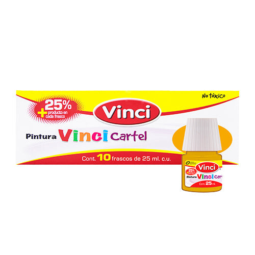 Pintura Para Cartel Vinci Amarillo Medio 25 Ml Caja 10 Unidades