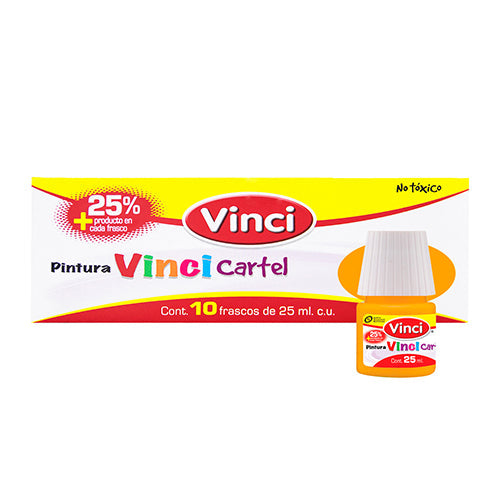 Pintura Para Cartel Vinci Amarillo Oscuro 25 Ml Caja Con 10 Piezas