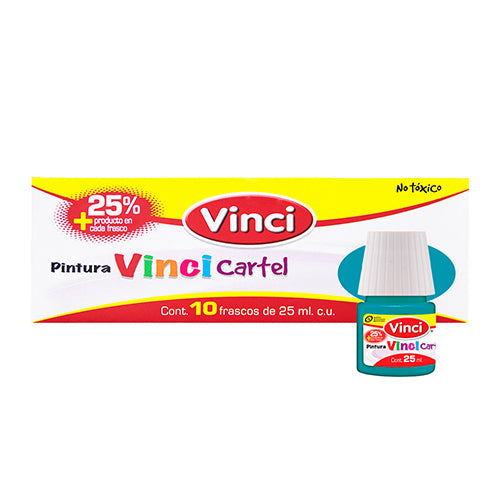 Pintura Para Cartel Vinci Azul Turquesa Caja 10X25 Ml