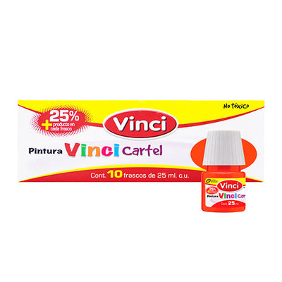 Pintura Para Cartel Vinci Color Rojo 25 Ml Caja Con 10 Unidades