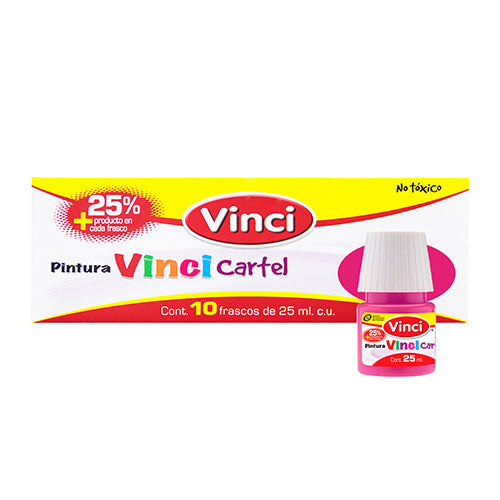 Pintura Para Cartel Vinci Rosa Mexicano 25 Ml Caja Con 10 Piezas