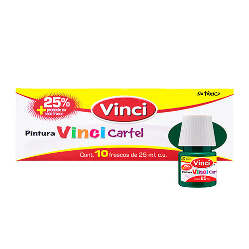 Pintura Para Cartel Vinci Verde Esmeralda Caja 10 Pzas 25 Ml