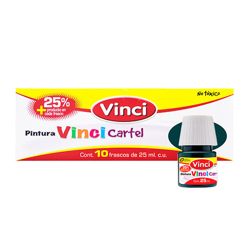 Pintura Para Cartel Vinci Verde Oscuro 25 Ml Caja Con 10 Piezas