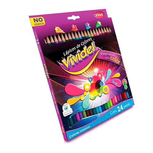 Lápices De Colores Vividel Sencillos Caja Con 24 Piezas