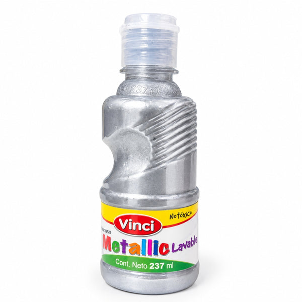 PINTURA PARA DEDOS VINCI METALLIC 237ML PLATA MOD. 22808