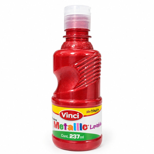 PINTURA PARA DEDOS VINCI METALLIC 237ML ROJO