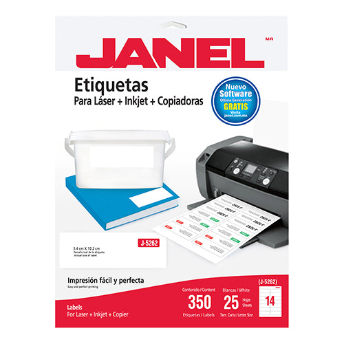 ETIQUETA JANEL CARTA 5262  LASER 25H 34X102MM BLANCA