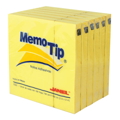 BLOCK NOTAS ADHESIVAS MEMOTIP 3X3 AMARILLO 100 H.