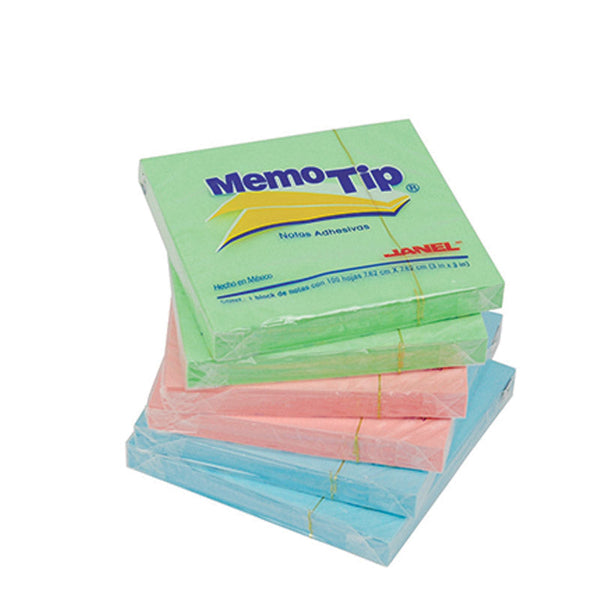 BLOCK NOTAS ADHESIVAS MEMOTIP 3X3 PASTEL 100 H.