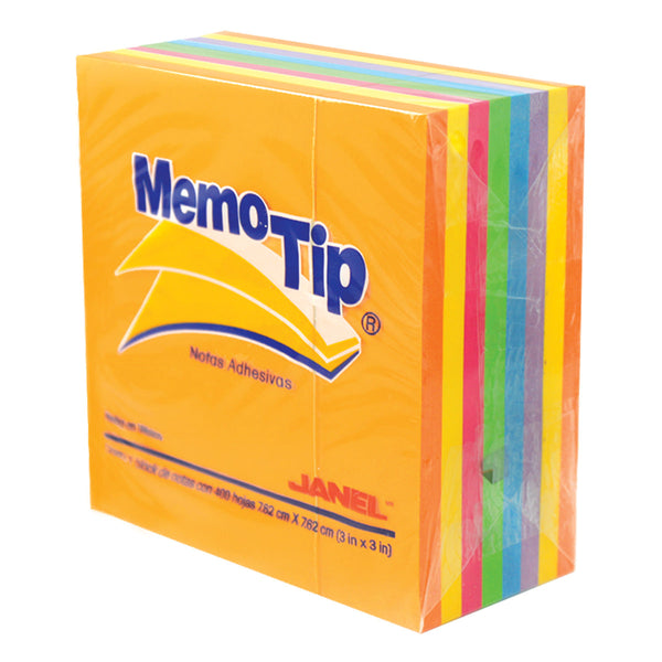 BLOCK NOTAS ADHESIVAS MEMOTIP 3X3 NEON 100H