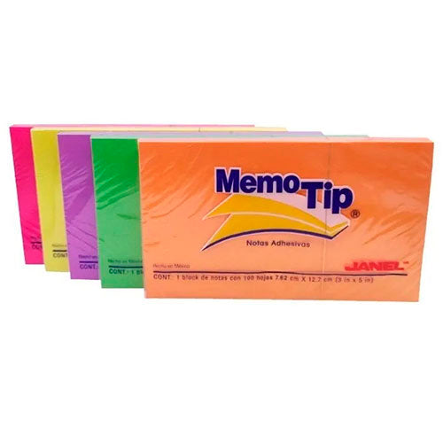 BLOCK NOTAS ADHESIVAS MEMOTIP 3X5 NEON
