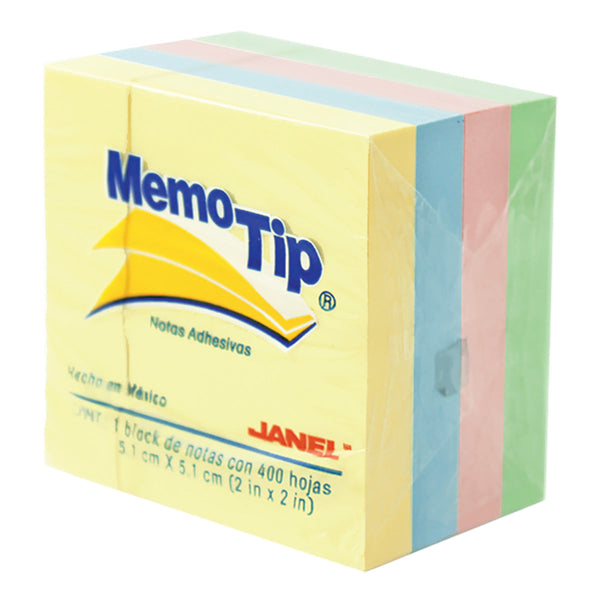 BLOCK NOTAS ADHESIVAS MEMOTIP 2X2 MINI CUBO PASTEL