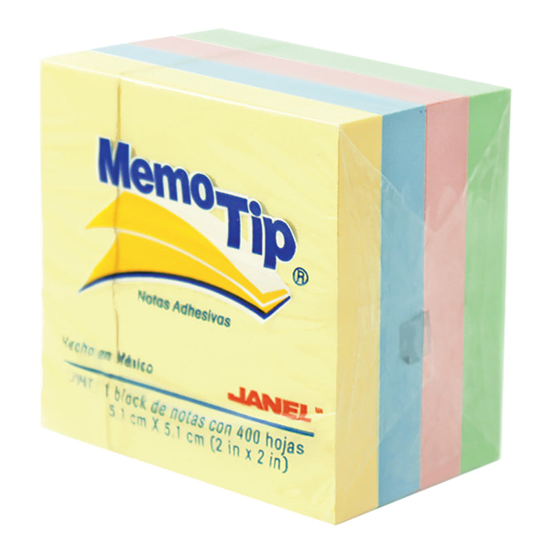 BLOCK NOTAS ADHESIVAS MEMOTIP 2X2 MINI CUBO PASTEL