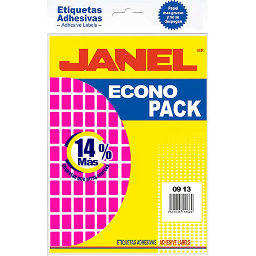 ETIQUETA JANEL ECONOPLACK FLOURESCENTE No 1 ROSA 9X13  E060913220