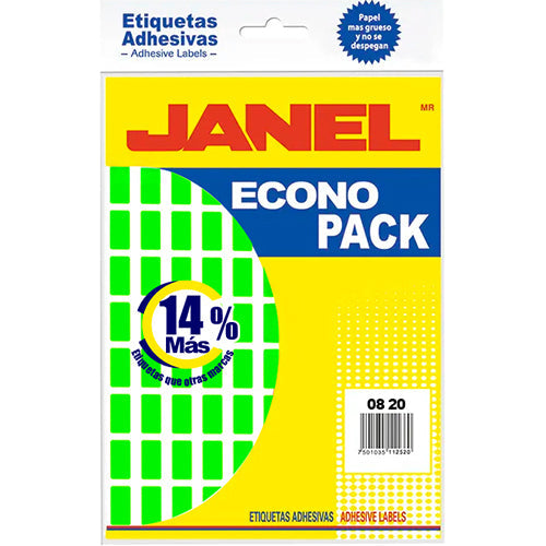 ETIQUETA JANEL ECONOPLACK FLOURESCENTE No 4 VERDE 8X20 E060820213
