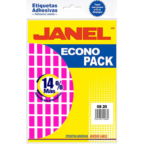 ETIQUETA JANEL ECONOPLACK FLOURESCENTE No 4 ROSA 8X20 E060820220